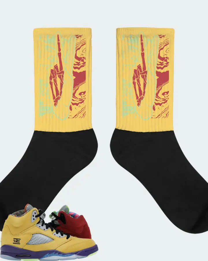 Jordan 5 Retro Sneaker Matching Yellow Socks - Peace of mind