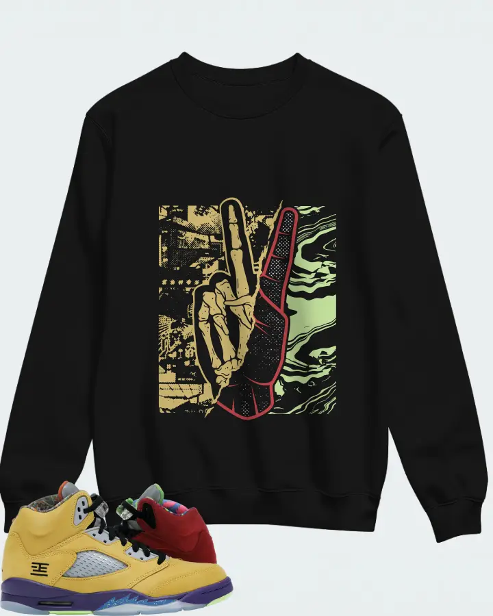 Jordan 5 Retro Sneaker Matching Black Sweatshirt - Peace of mind