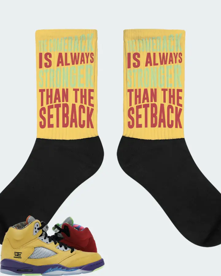 Jordan 5 Retro Sneaker Matching Yellow Socks - The Comeback