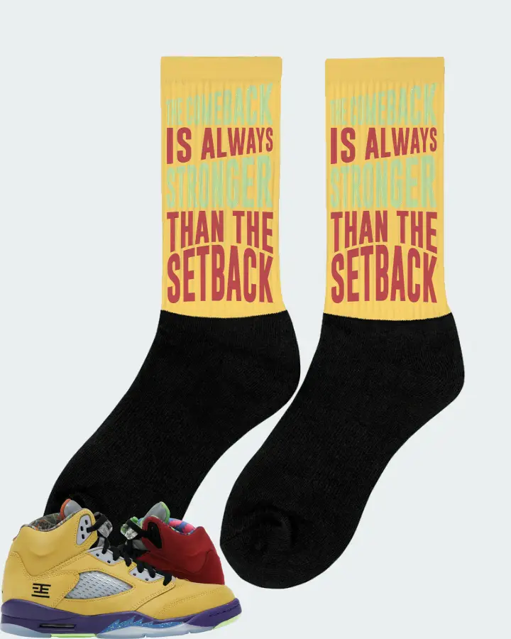 Jordan 5 Retro Sneaker Matching Yellow Socks (The Comeback) - View 3