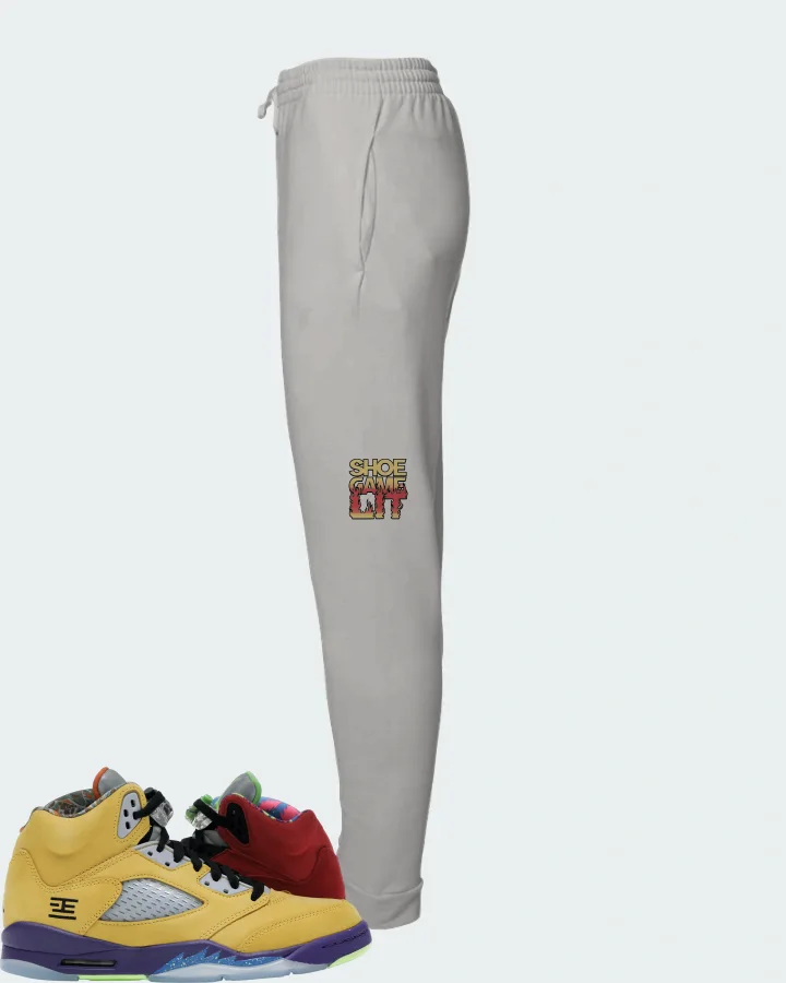 Jordan 5 Retro Sneaker Matching Grey Joggers - Shoe Game Lit Refreshed