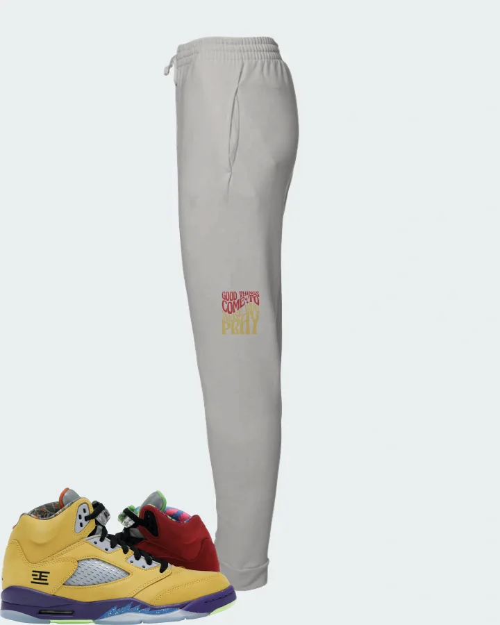 Jordan 5 Retro Sneaker Matching Grey Joggers - Good Things Come To Those Who Pray