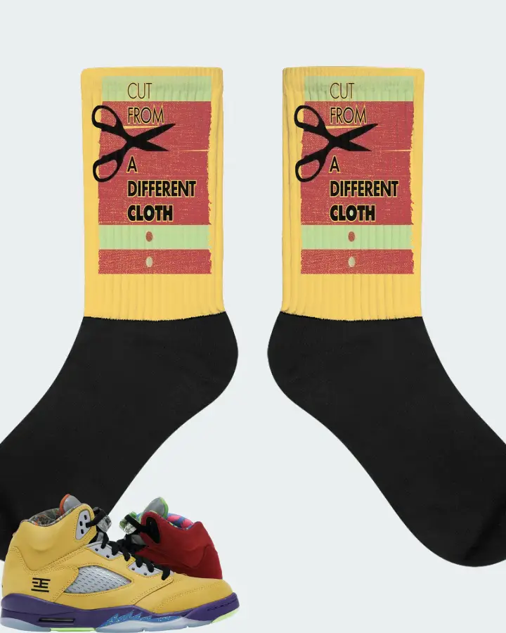 Jordan 5 Retro Sneaker Matching Yellow Socks - Cut From a Different Cloth