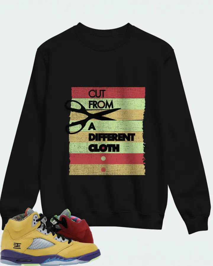 Jordan 5 Retro Sneaker Matching Black Sweatshirt - Cut From a Different Cloth