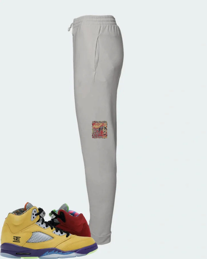 Jordan 5 Retro Sneaker Matching Grey Joggers - TUPAC Real Eyes Realize Real Lies