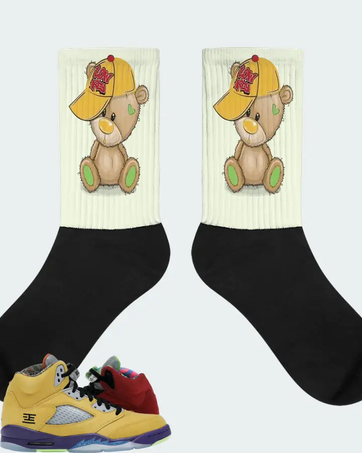 Jordan 5 Retro Sneaker Matching Citron Socks - LOW KEY BEAR