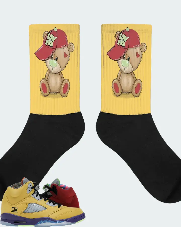 Jordan 5 Retro Sneaker Matching Yellow Socks - LOW KEY BEAR