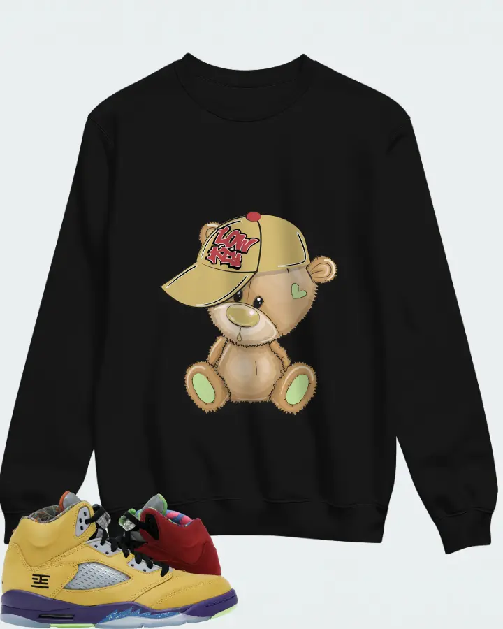 Jordan 5 Retro Sneaker Matching Black Sweatshirt - LOW KEY BEAR