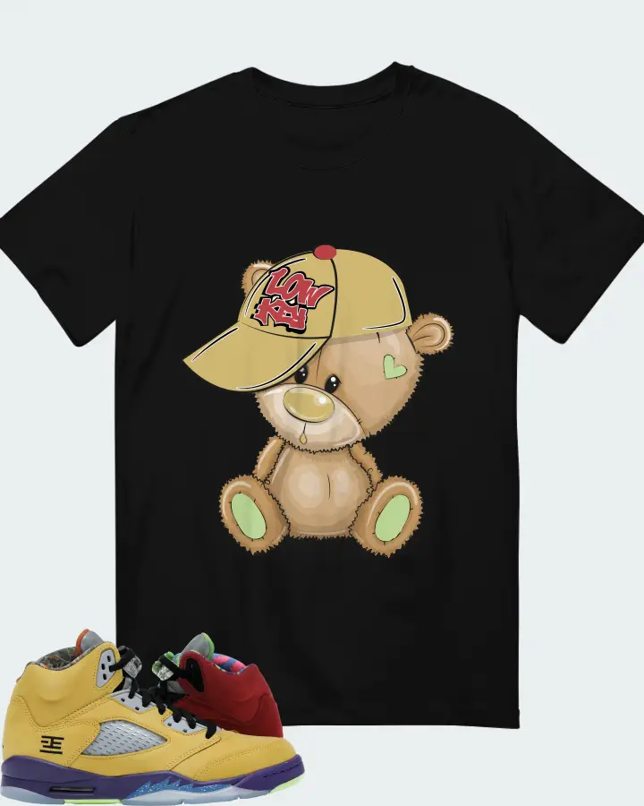 Jordan 5 Retro Sneaker Matching Black T-Shirt - LOW KEY BEAR