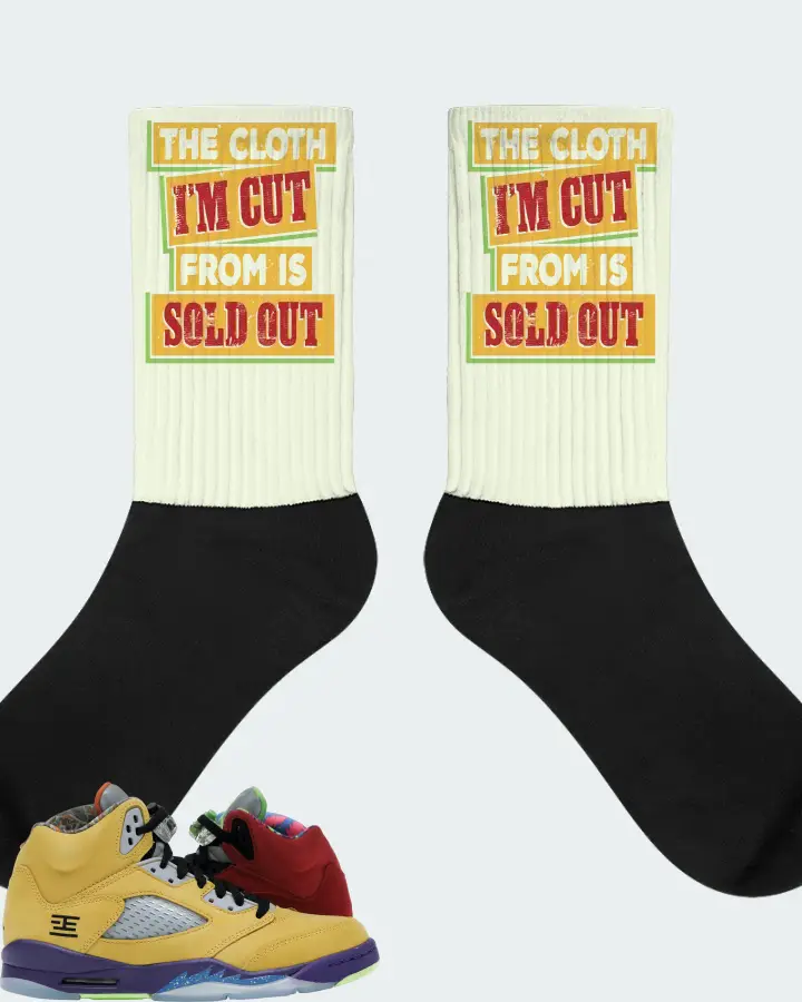 Jordan 5 Retro Sneaker Matching Citron Socks - The Cloth I'm Cut From Refreshed