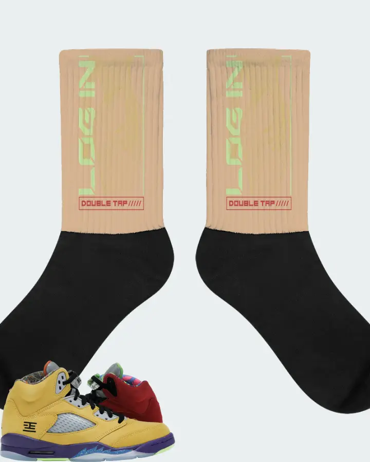Jordan 5 Retro Sneaker Matching Cream Socks (LOGIN) - View 1