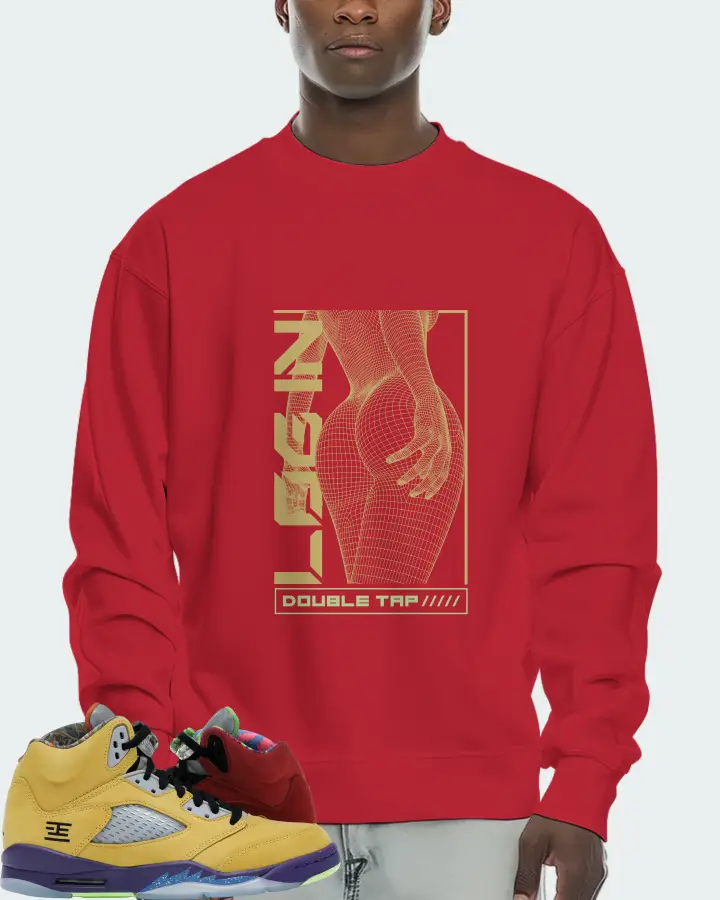 Jordan 5 Retro Sneaker Matching Red Sweatshirt (LOGIN) - View 2