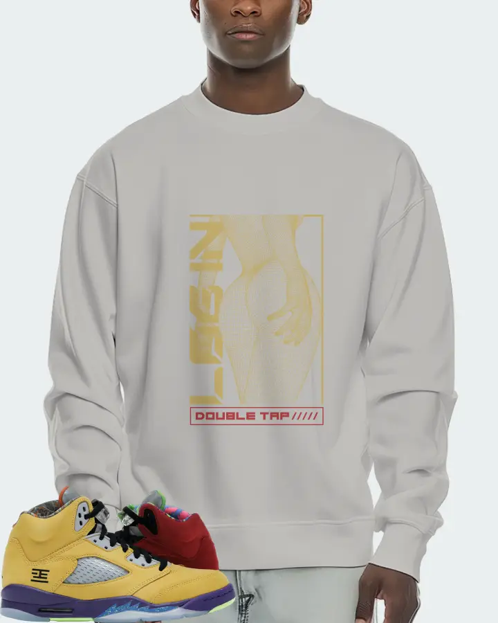 Jordan 5 Retro Sneaker Matching Grey Sweatshirt (LOGIN) - View 2