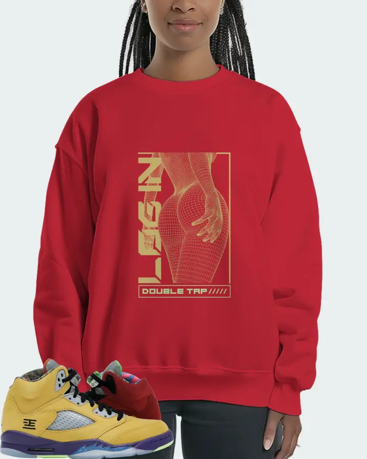 Jordan 5 Retro Sneaker Matching Red Sweatshirt (LOGIN) - View 3