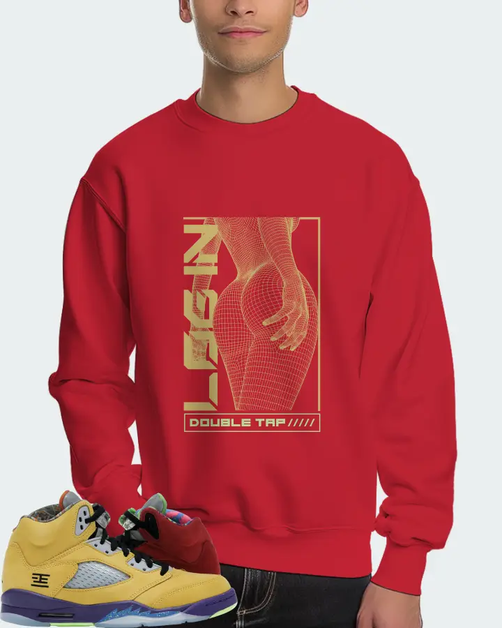 Jordan 5 Retro Sneaker Matching Red Sweatshirt (LOGIN) - View 4