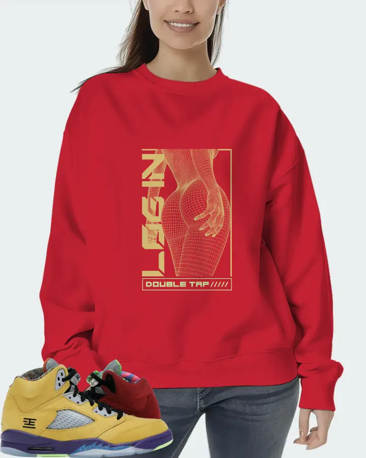 Jordan 5 Retro Sneaker Matching Red Sweatshirt (LOGIN) - View 5