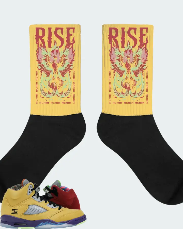 Jordan 5 Retro Sneaker Matching Yellow Socks - RISE