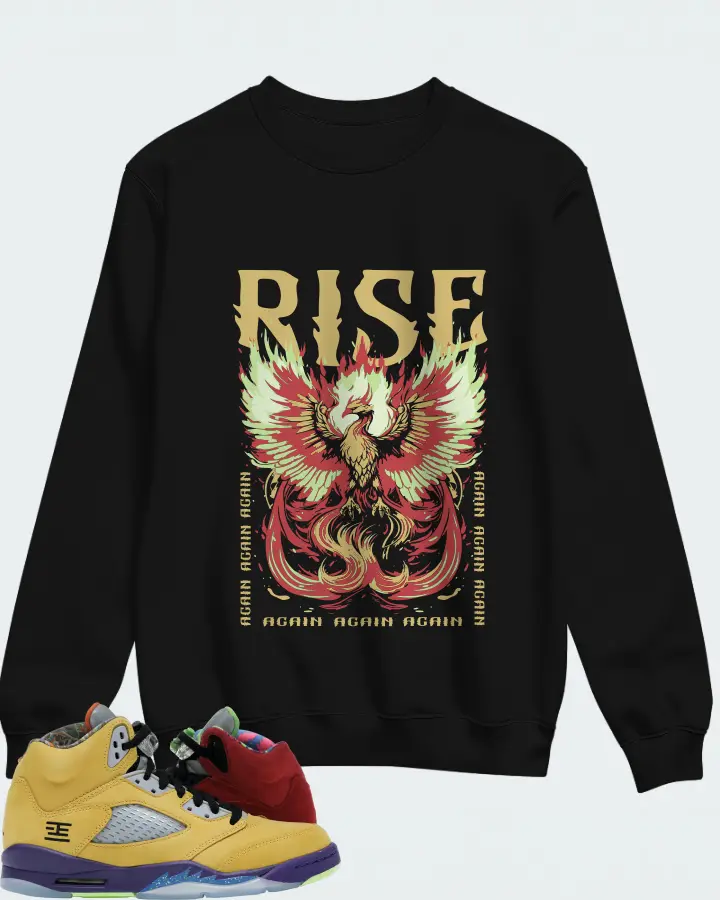 Jordan 5 Retro Sneaker Matching Black Sweatshirt - RISE