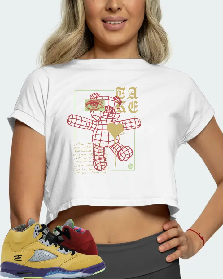 Jordan 5 Retro Sneaker Matching White Crop Top (TAKE) - View 5