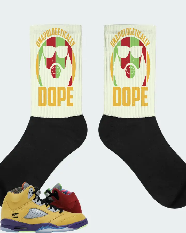 Jordan 5 Retro Sneaker Matching Citron Socks - UNAPOLOGETICALLY DOPE Man