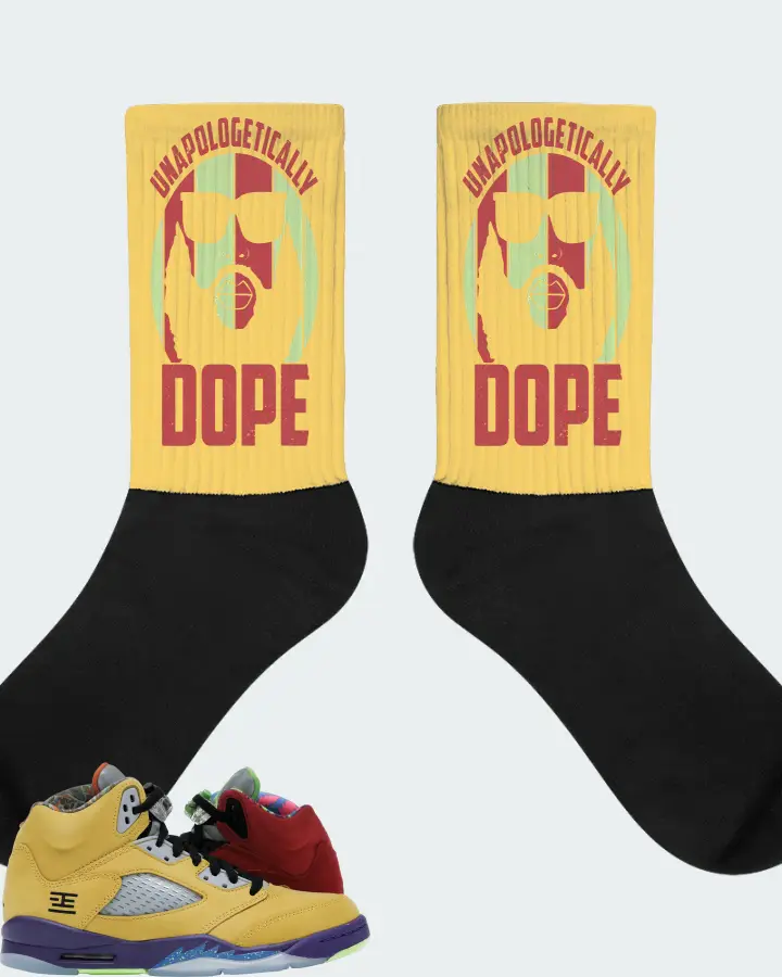 Jordan 5 Retro Sneaker Matching Yellow Socks - UNAPOLOGETICALLY DOPE Man