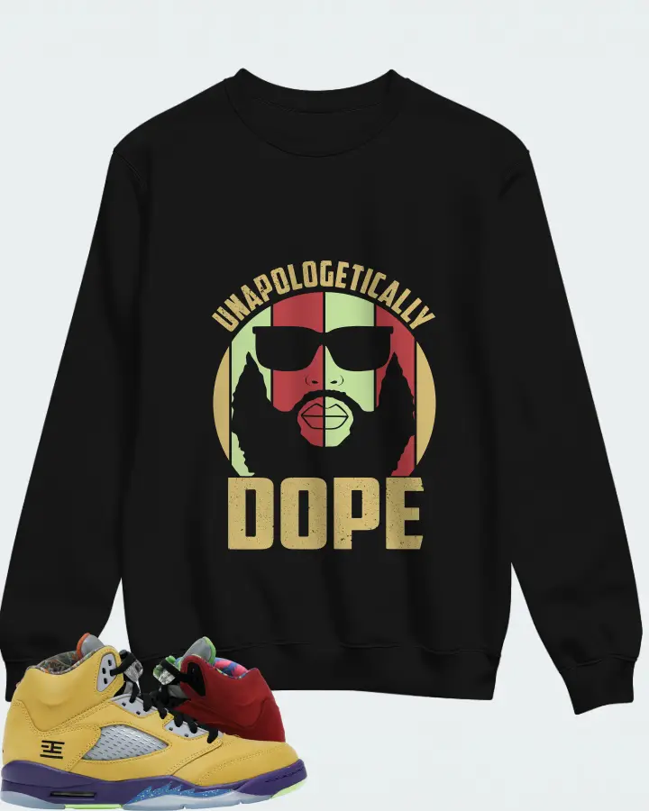 Jordan 5 Retro Sneaker Matching Black Sweatshirt - UNAPOLOGETICALLY DOPE Man