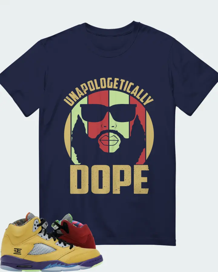 Jordan 5 Retro Sneaker Matching Navy T-Shirt - UNAPOLOGETICALLY DOPE Man