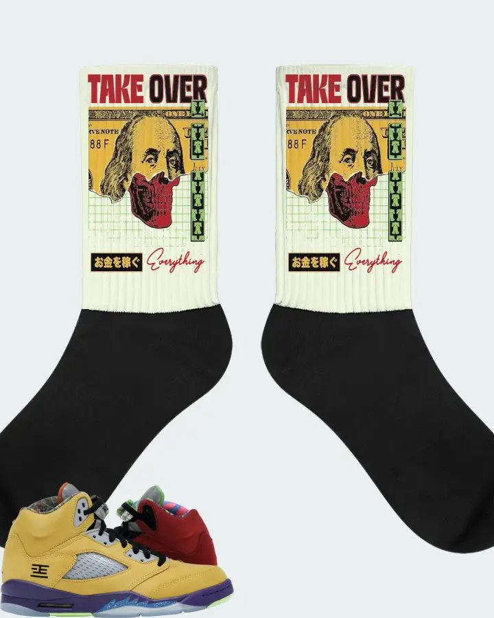 Jordan 5 Retro Sneaker Matching Citron Socks - Take Over