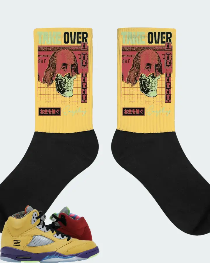 Jordan 5 Retro Sneaker Matching Yellow Socks - Take Over