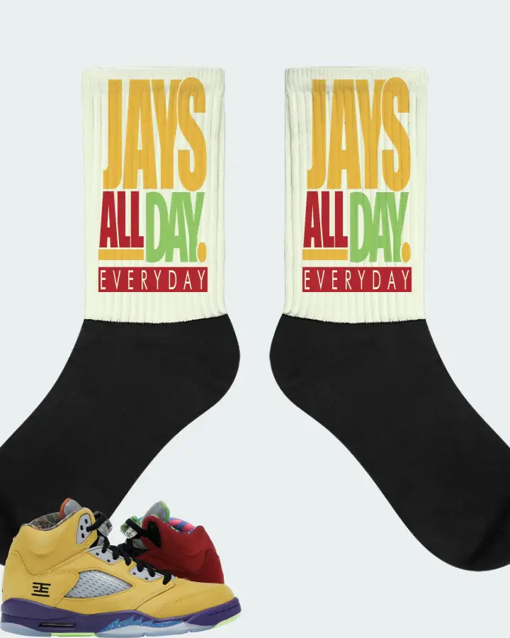 Jordan 5 Retro Sneaker Matching Citron Socks - Jays All Day