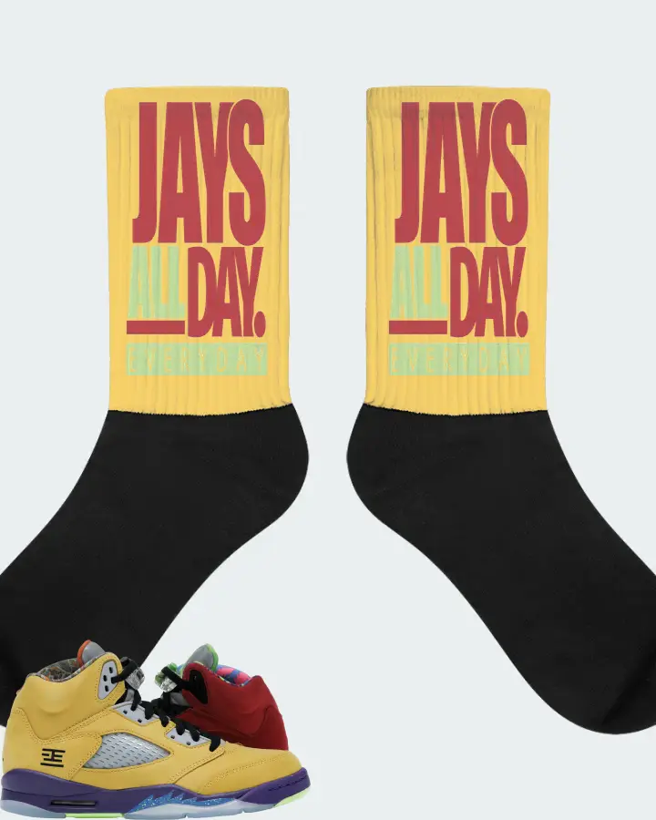 Jordan 5 Retro Sneaker Matching Yellow Socks - Jays All Day