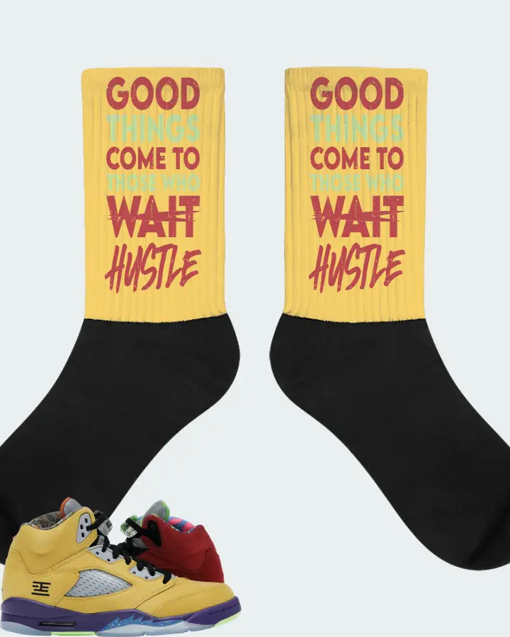 Jordan 5 Retro Sneaker Matching Yellow Socks - Good Things Come