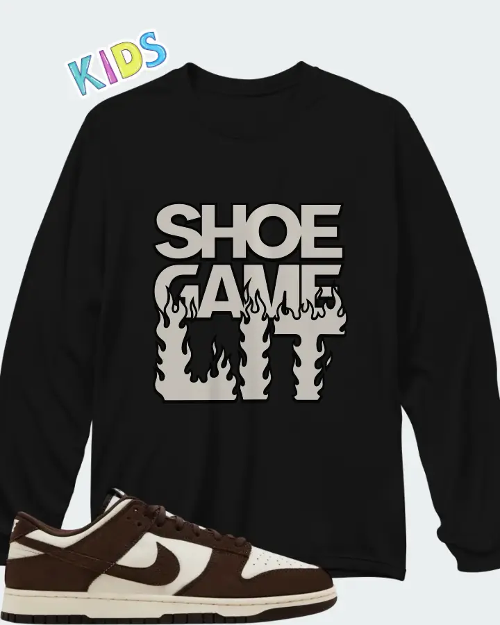 Nike Dunk Low SE Baroque Brown Pale Ivory Matching Kid's Long Sleeve T-Shirt