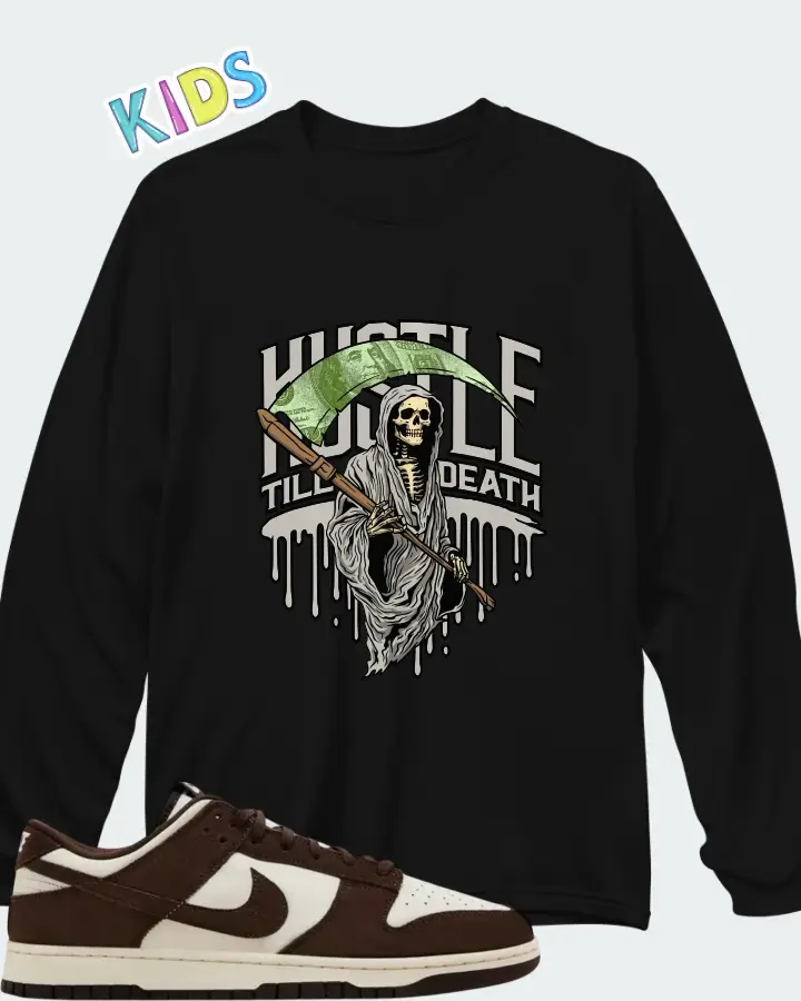 Nike Dunk Low SE Baroque Brown Pale Ivory Matching Kid's Long Sleeve T-Shirt