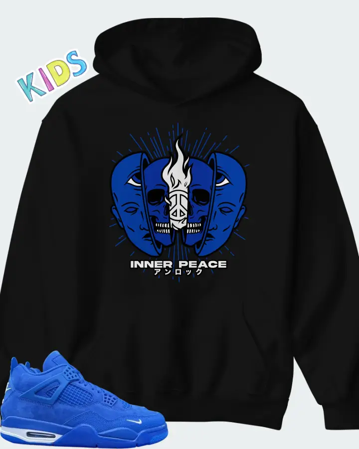 Air Jordan 4 Retro Nigel Sylvester Brick by Brick Blue Matching Kid's Hoodie