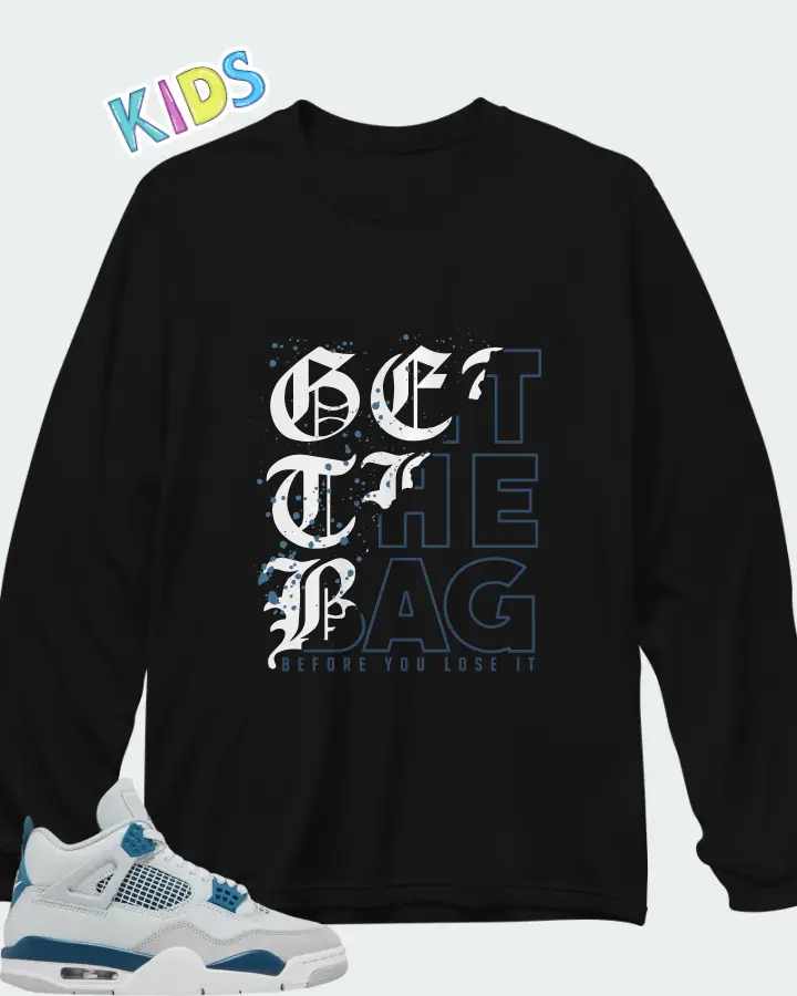 Air Jordan 4 OG Military Blue Matching Kid's Long Sleeve T-Shirt