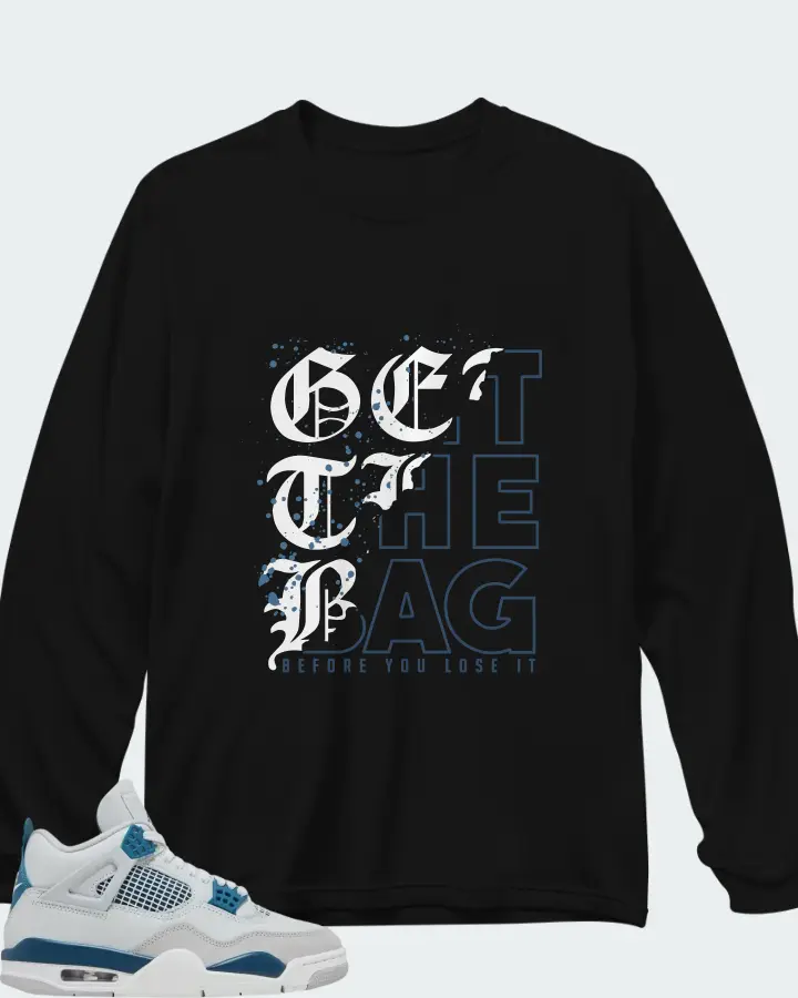 Air Jordan 4 OG Military Blue Matching Long Sleeve T-Shirt