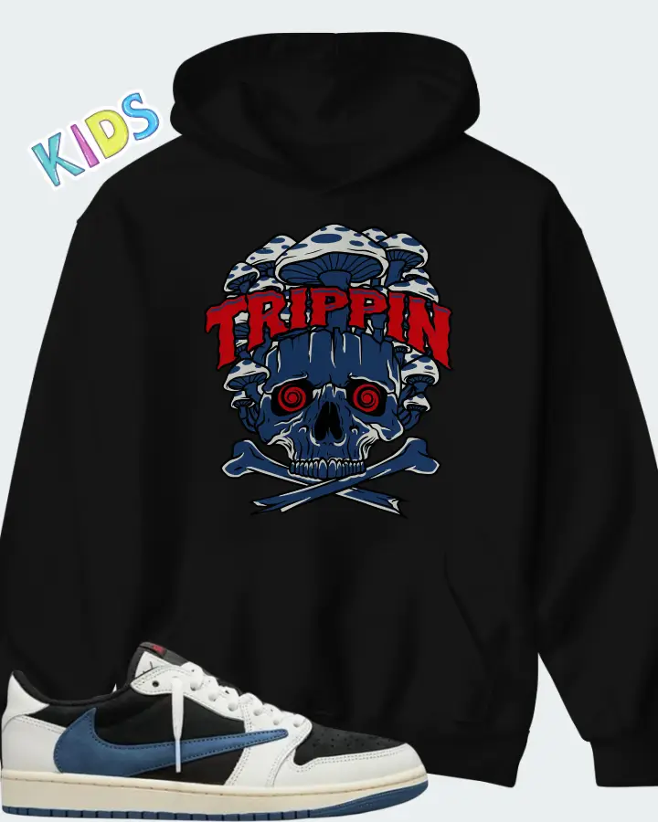 Air Jordan 1 Low Travis Scott Navy Matching Kid's Hoodie
