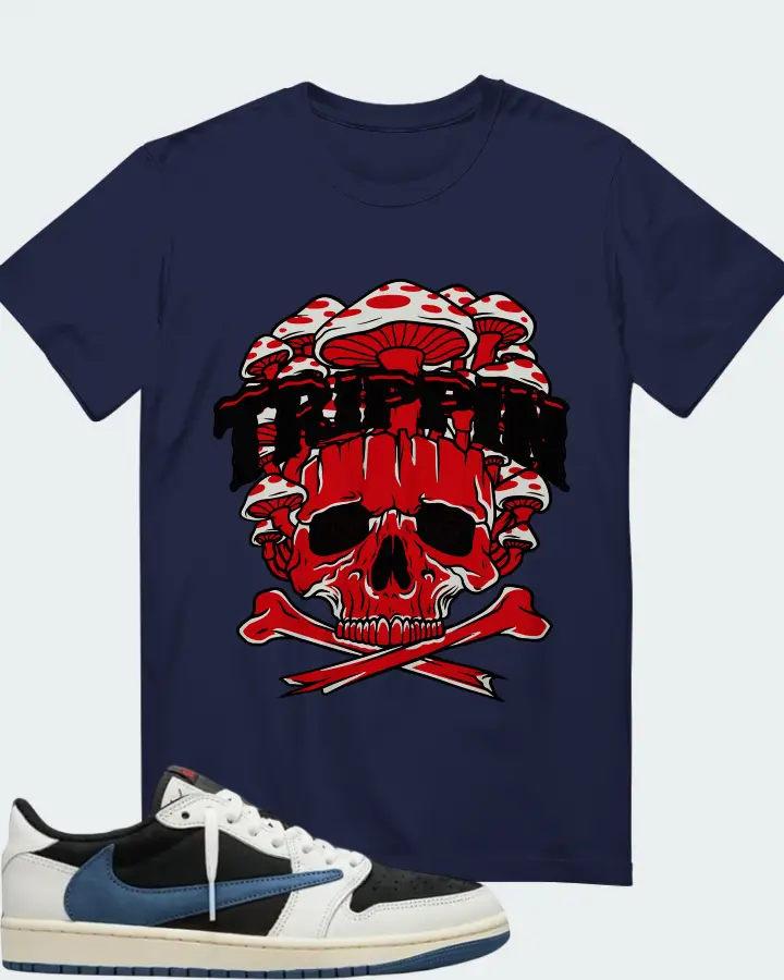 Air Jordan 1 Low Travis Scott Navy Matching T-Shirt