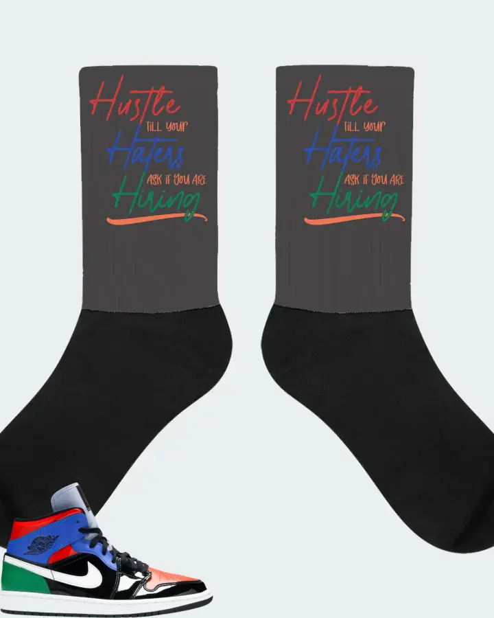 Jordan 1 Mid Sneaker Matching Dark Grey Socks - HUSTLE TILL YOUR HATERS ASK
