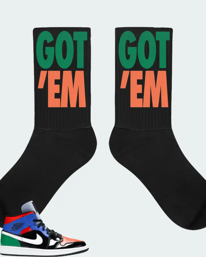 Jordan 1 Mid Sneaker Matching Black Socks - Got Em