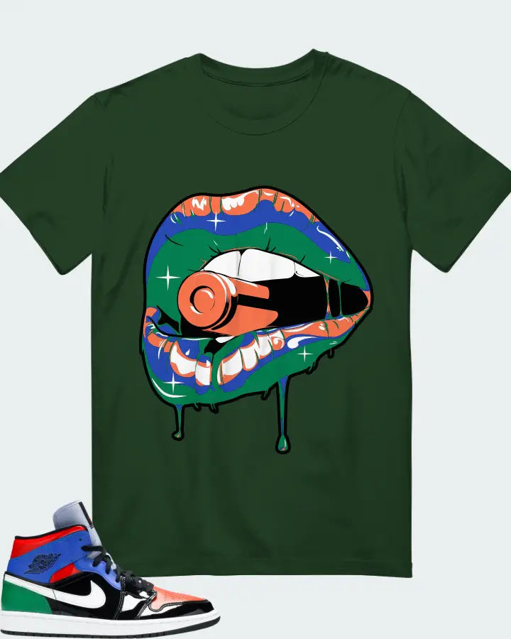 Jordan 1 Mid Sneaker Matching Forest T-Shirt - Kiss of Death