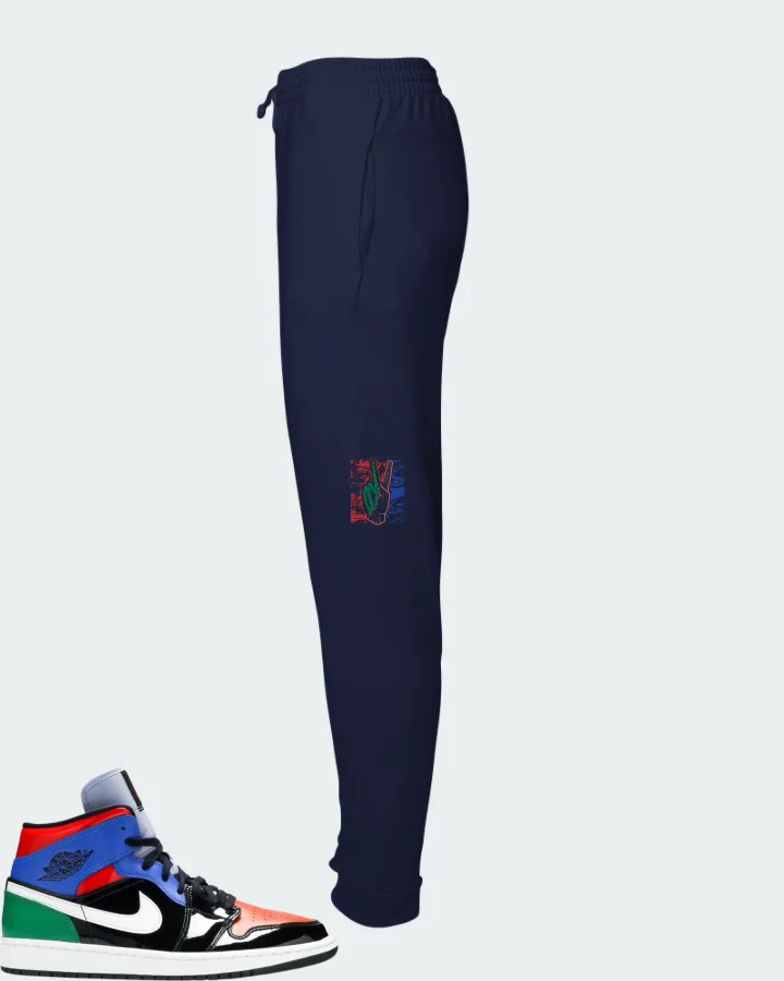 Jordan 1 Mid Sneaker Matching Navy Joggers - Peace of mind