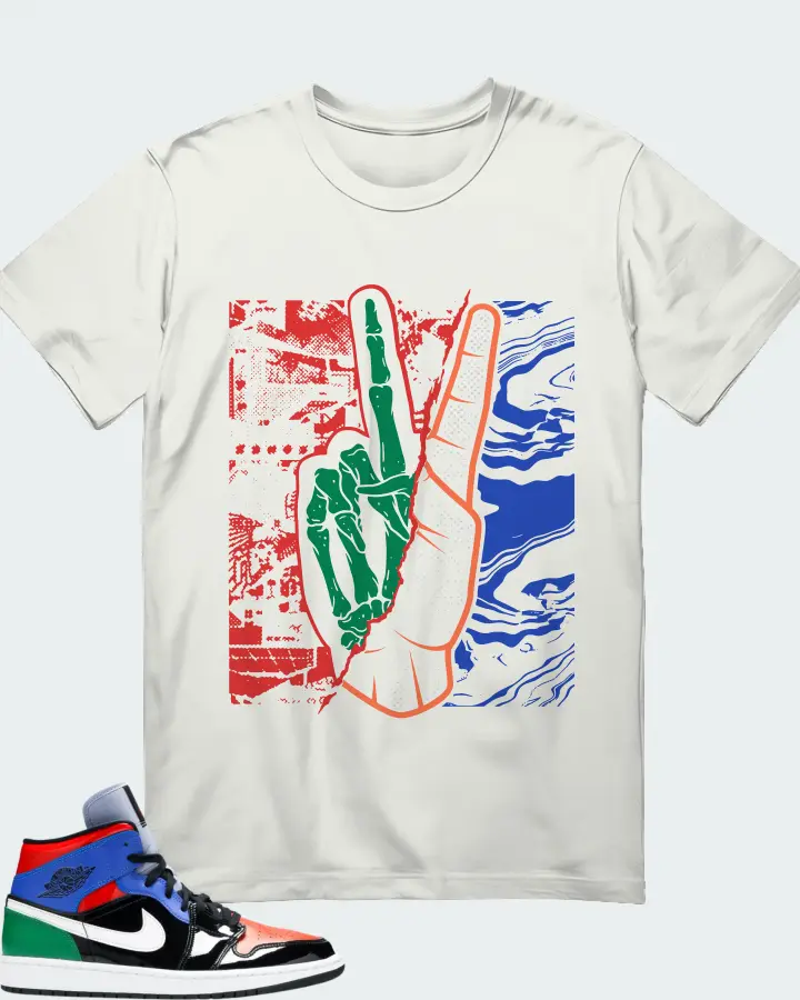 Jordan 1 Mid Sneaker Matching Ash T-Shirt - Peace of mind
