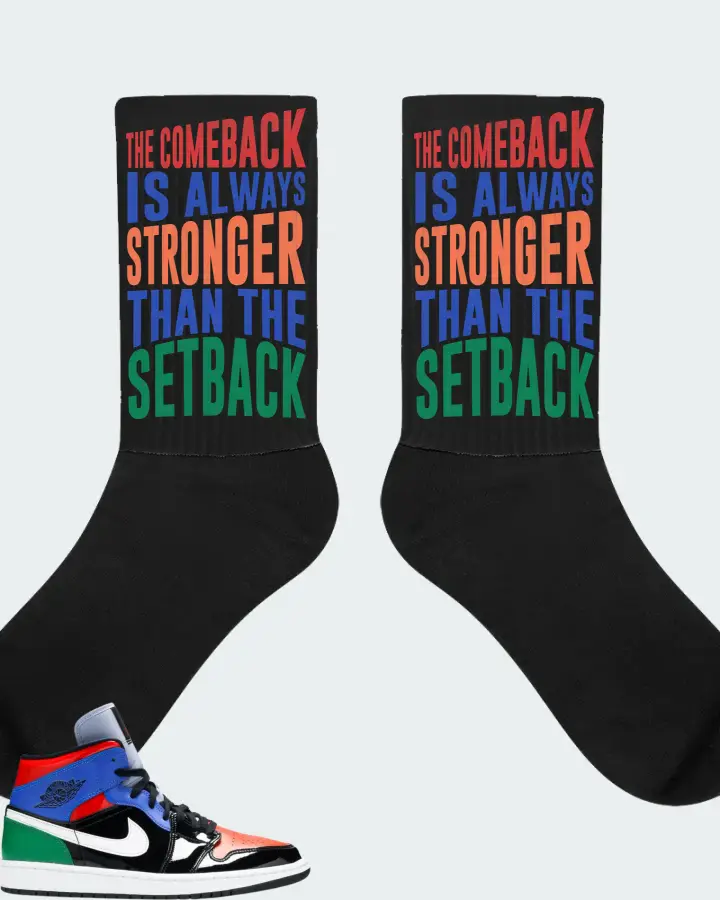 Jordan 1 Mid Sneaker Matching Black Socks - The Comeback