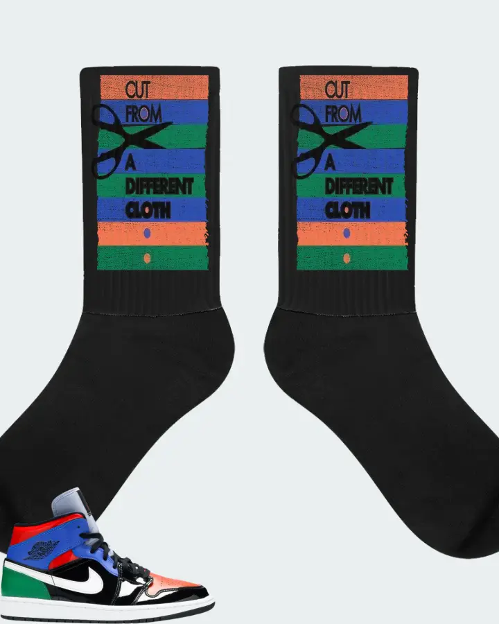 Jordan 1 Mid Sneaker Matching Black Socks - Cut From a Different Cloth