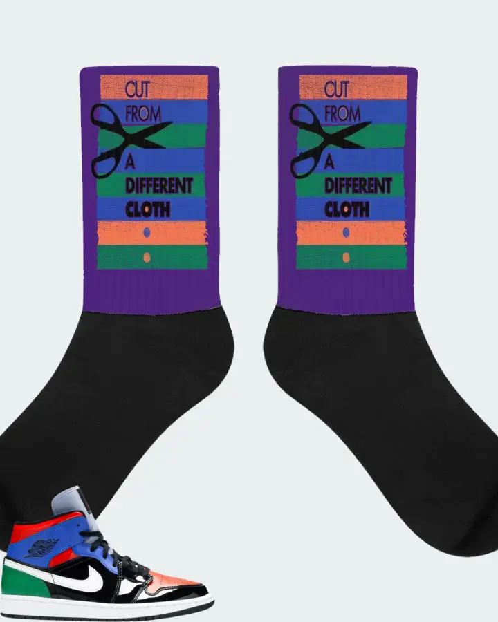 Jordan 1 Mid Sneaker Matching Purple Socks - Cut From a Different Cloth