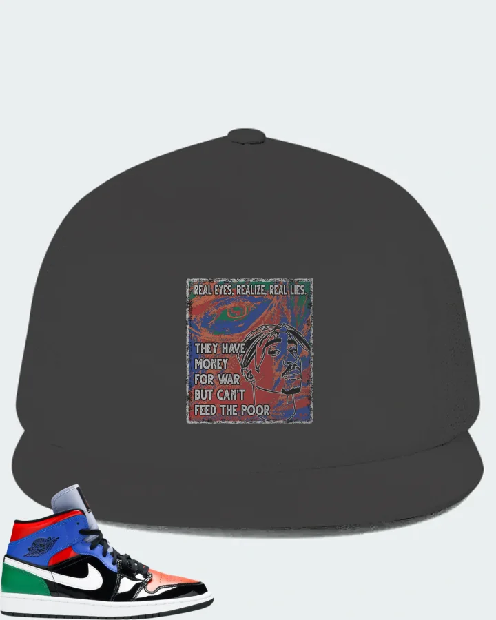 Jordan 1 Mid Sneaker Matching Dark Grey Hat - TUPAC Real Eyes Realize Real Lies