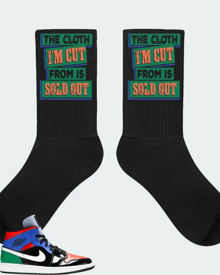 Jordan 1 Mid Sneaker Matching Black Socks - The Cloth I'm Cut From Refreshed