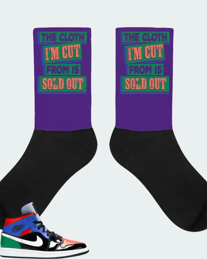 Jordan 1 Mid Sneaker Matching Purple Socks - The Cloth I'm Cut From Refreshed